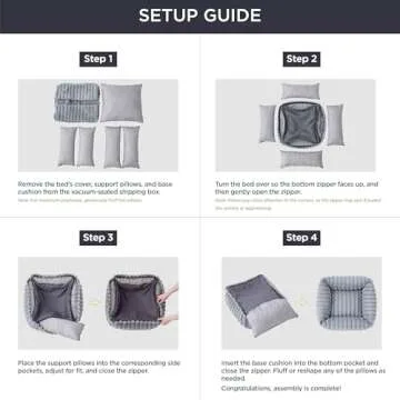 Bedsure Cute Dog Bed for Small Medium Dogs - Washable Furry Puppy Beds, Rectangle Orthopedic Corduroy Fleece Pet Beds with Removable Zipper Cover, 25x21x7inches, Cream