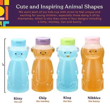 Honey Bear Straw Cup for Toddlers, Spill-Proof, 4-Pack