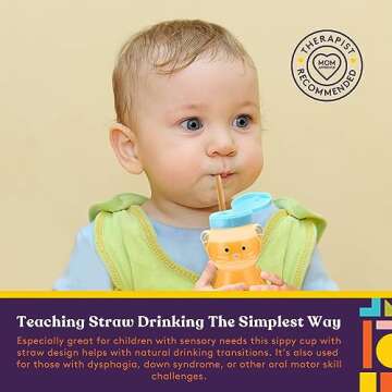 Honey Bear Straw Cup for Toddlers, Spill-Proof, 4-Pack