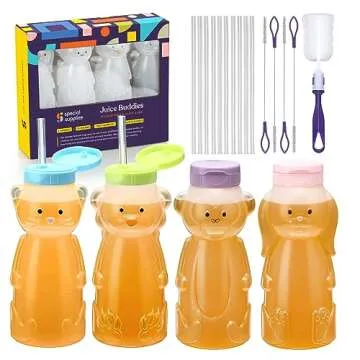 Honey Bear Straw Cup for Toddlers, Spill-Proof, 4-Pack