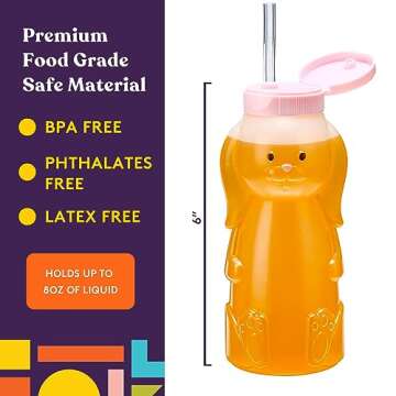 Honey Bear Straw Cup for Toddlers, Spill-Proof, 4-Pack