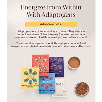 Rasa Taster Pack | Herbal Coffee Alternative with Ashwagandha, Chaga + Reishi for All-Day Energy + Focus - Organic, Adaptogens, Vegan, Keto, Whole30…