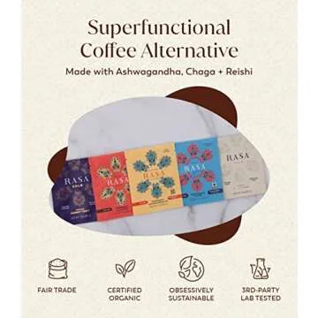 Rasa Taster Pack | Herbal Coffee Alternative with Ashwagandha, Chaga + Reishi for All-Day Energy + Focus - Organic, Adaptogens, Vegan, Keto, Whole30…