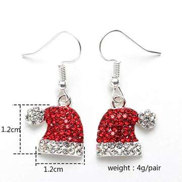 Charming Christmas Dangle Earrings - Cute Santa Hat Holiday Jewelry for Women
