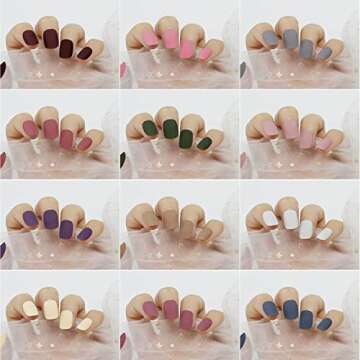 24 Packs (576 Pcs) Matte Short Press on Nails, Acrylic Short False Nails Full Cover Set Artificial Nails Fake Solid Color with Glue for Women