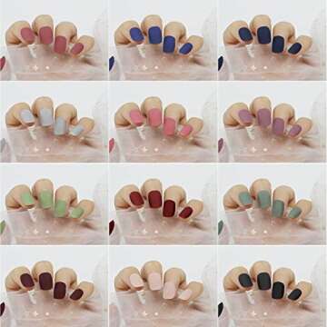 24 Packs (576 Pcs) Matte Short Press on Nails, Acrylic Short False Nails Full Cover Set Artificial Nails Fake Solid Color with Glue for Women