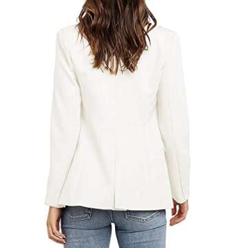 Utyful Women’s Casual Notched Lapel Double Breasted Button Pocket Blazer Jacket White Small