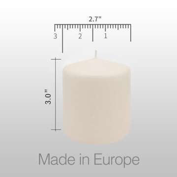 Pillar Candles - 2.7x3 inch | 30 Hours Burning, 6 Count - White Unscented Smokeless European Pillar ...