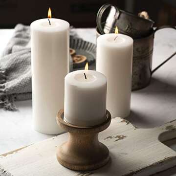 Pillar Candles - 2.7x3 inch | 30 Hours Burning, 6 Count - White Unscented Smokeless European Pillar Candles - Perfect for Wedding, Parties, Spas, Home Gatherings and Dinner
