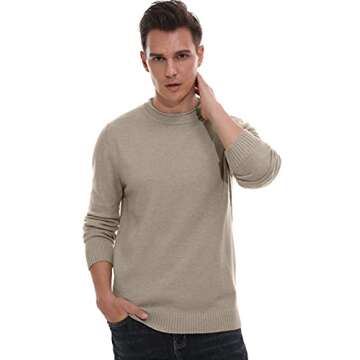 Sailwind Men's Soft Casual Crewneck Sweater - Classic Khaki