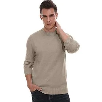 Sailwind Men's Soft Casual Crewneck Sweater - Classic Khaki