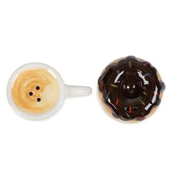 DII Hot Coffee and Donut Ceramic Salt and Pepper Shakers, 2 x 2 inches, Multicolor