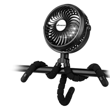 AMACOOL Portable Stroller Fan with Flexible Tripod & 3 Speeds - Perfect for Baby, Car, and Travel