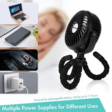 AMACOOL Portable Stroller Fan Flexible Tripod 3 Speeds