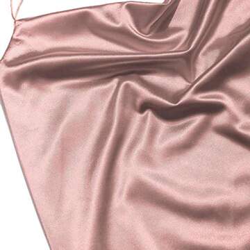ZAFUL Women's Casual Satin Dress Spaghetti Strap Cowl Neck Slips Nightwear Side Slit Cocktail Party Silk Mini Cami Dresses (A-f Rose,M)