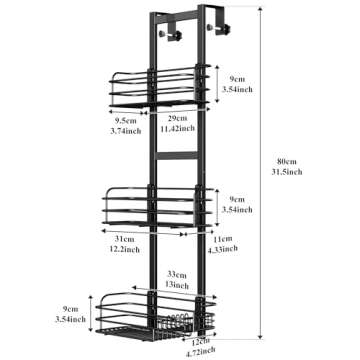 Nieifi Over The Door Shower Caddy Pantry Organizer Rack with Reliable Hooks, Sturdy Hanging Shower Organizer Shelf Basket Storage Rack, Bathroom Shelves Drill Free Extra Large