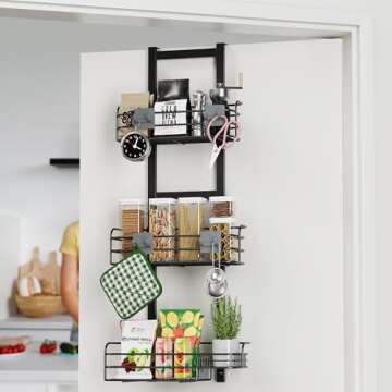 Nieifi Over The Door Shower Caddy Pantry Organizer Rack with Reliable Hooks, Sturdy Hanging Shower Organizer Shelf Basket Storage Rack, Bathroom Shelves Drill Free Extra Large