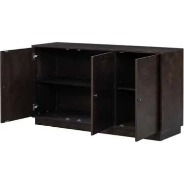 Retro Vintage Sideboard Buffet Cabinet with 3 Doors and Adjustable Shelves, Wood Prints Sideboard Storage Cabinet Accent Cabinet, Console Table Cabinet for Living Room,Hallway, Entryway (Brown)
