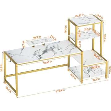 GreenForest 58 inch Computer Desk with Printer Shelf