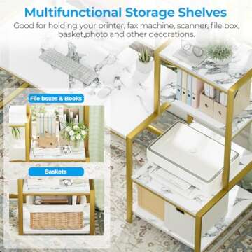 GreenForest 58 inch Computer Desk with Printer Shelf