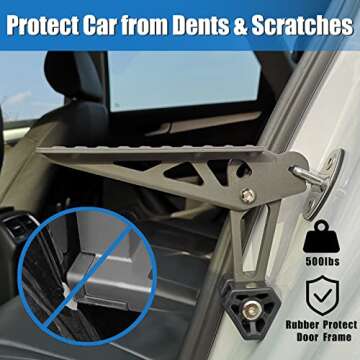 TOOENJOY Universal Fit Car Door Step, Foldable Roof Rack Door Step Up on Door Latch, Both Feet Stand Pedal Ladder, Easy Access to Rooftop for Most Car, SUV, Truck, Max Load 400 lbs (Grey)