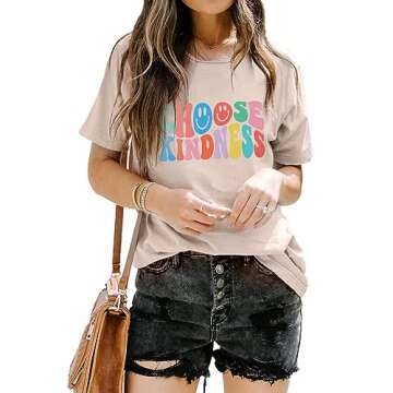 Kind Shirt Women Kindness Teacher T Shirt Back to School Shirts Cute Graphic Blessed Shirt Short Sleeve Tee Tops Off-White