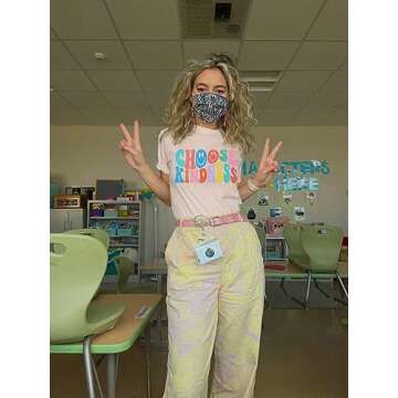 Kind Shirt Women Kindness Teacher T Shirt Back to School Shirts Cute Graphic Blessed Shirt Short Sleeve Tee Tops Off-White