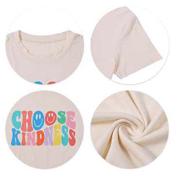 Kind Shirt Women Kindness Teacher T Shirt Back to School Shirts Cute Graphic Blessed Shirt Short Sleeve Tee Tops Off-White