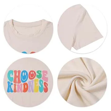 Kind Shirt Women Kindness Teacher T Shirt Back to School Shirts Cute Graphic Blessed Shirt Short Sleeve Tee Tops Off-White