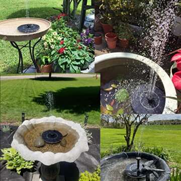 Solar Fountain - Solar Powered Bird Bath Pump with Adjustable Nozzles for Outdoor Water Feature