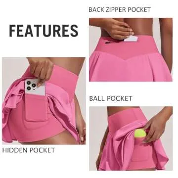 PINSPARK High Waisted Workout Skort | Women’s Tennis Skirts