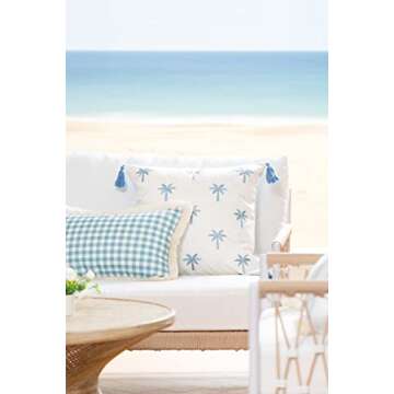 Hofdeco Premium Coastal Hampton Style Lumbar Pillow Cover - Water Resistant 12"x20"