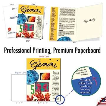 NobleWorks - 1 Jumbo Birthday Card with Zodiac Sign (8.5 x 11 Inch) - Astrology Birth Sign, Large Bday Greeting Card with Envelope - Gemini J9444