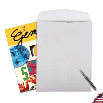 NobleWorks - 1 Jumbo Birthday Card with Zodiac Sign (8.5 x 11 Inch) - Astrology Birth Sign, Large Bday Greeting Card with Envelope - Gemini J9444