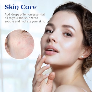 HIQILI 100ML Lemon Essential Oil, Household Cleaning, Air Purification, Skin Care, Can be Added to Cleansers, Sprays, Body Lotions Use - 3.38 Fl Oz