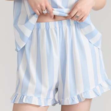 Aopwsrlyi Cute Ruffle Trim Summer Pajama Set for Women