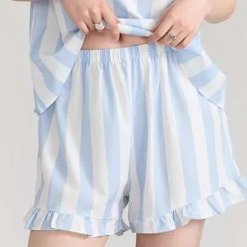 Aopwsrlyi Cute Ruffle Trim Summer Pajama Set for Women