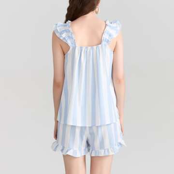 Aopwsrlyi Cute Ruffle Trim Summer Pajama Set for Women