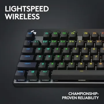 Logitech G PRO X TKL LIGHTSPEED Wireless Gaming Keyboard, Ultra-Portable Tenkeyless Design, LIGHTSYNC RGB, PBT keycaps, Tactile Switches (GX Brown) - Black (Renewed)