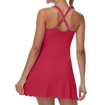 Tanou Women's Tennis Dress with Separated Shorts for Summer Fun