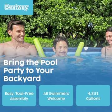 Bestway Steel Pro 15’ x 48" Round Metal Steel Frame Above Ground Outdoor Backyard Family Swimming Pool, Blue