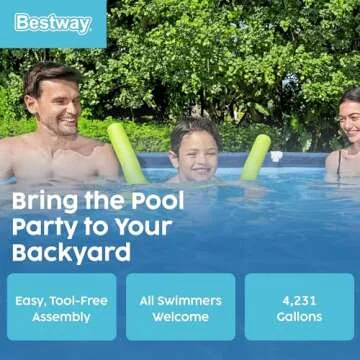 Bestway Steel Pro 15’ x 48" Round Metal Steel Frame Above Ground Outdoor Backyard Family Swimming Pool, Blue