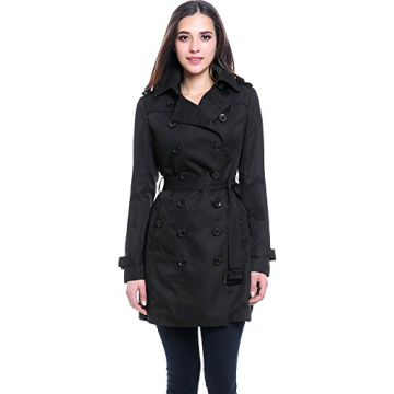 BGSD Women Viv Waterproof Hooded Mid Length Trench Coat - Chic Black Style