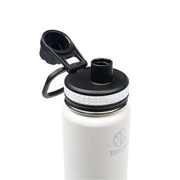 Takeya Originals 24 oz Vacuum Insulated Stainless Steel Water Bottle with Straw Lid, White