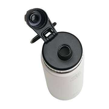 Takeya Originals 24 oz Vacuum Insulated Stainless Steel Water Bottle with Straw Lid, White