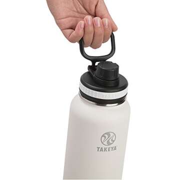 Takeya Originals 24 oz Vacuum Insulated Stainless Steel Water Bottle with Straw Lid, White