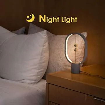 Allocacoc Heng Balance lamp, DesignNest, Switch on in mid-air, USB Powered LED Table Plastic lamp, magneticDesk lamp, Warm Eye-Care Lamp, Contemporary Soft Light, Office, Home (Mini Dark Grey)