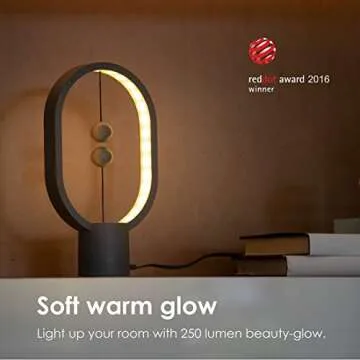 Allocacoc Heng Balance lamp, DesignNest, Switch on in mid-air, USB Powered LED Table Plastic lamp, magneticDesk lamp, Warm Eye-Care Lamp, Contemporary Soft Light, Office, Home (Mini Dark Grey)