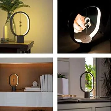 Allocacoc Heng Balance lamp, DesignNest, Switch on in mid-air, USB Powered LED Table Plastic lamp, magneticDesk lamp, Warm Eye-Care Lamp, Contemporary Soft Light, Office, Home (Mini Dark Grey)