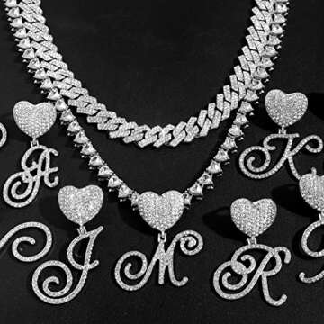 DLSIXNCO Silver Cuban Link Chain Necklace Set for Women